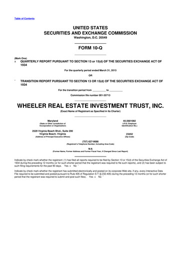 Vorschaubild Wheeler Real Estate Investment Trust 10-Q Quartalsbericht 2013 