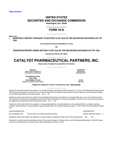 Thumbnail Catalyst Pharmaceuticals 10-Q Quarterly Report FY2013 