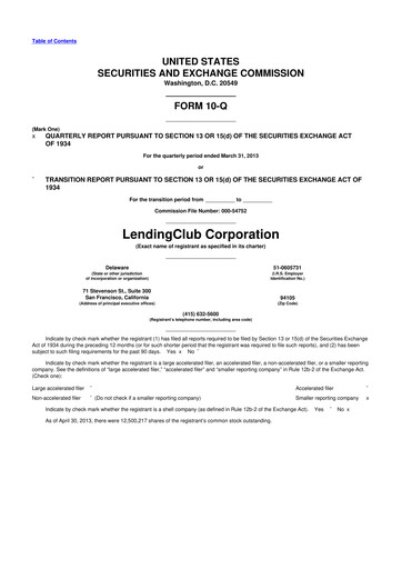 Thumbnail LendingClub
 10-Q Quarterly Report FY2013 