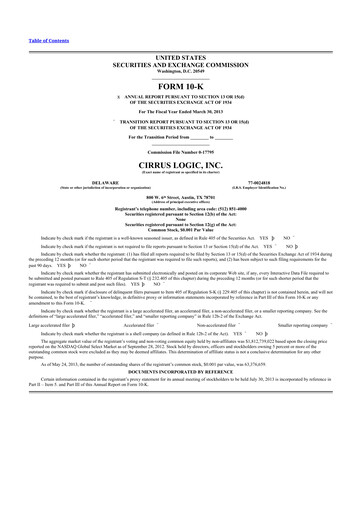 Thumbnail Cirrus Logic
 10-K Annual Report 2013