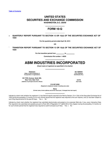 Thumbnail ABM Industries
 10-Q Quarterly Report FY2013 