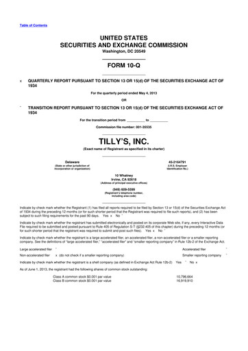 Thumbnail Tillys
 10-Q Quarterly Report FY2013 
