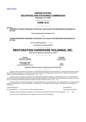 Thumbnail Restoration Hardware
 10-Q Quarterly Report FY2013 
