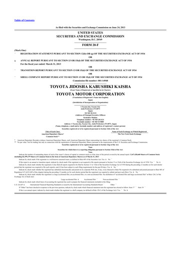 Thumbnail Toyota 20-F Annual Report 2012