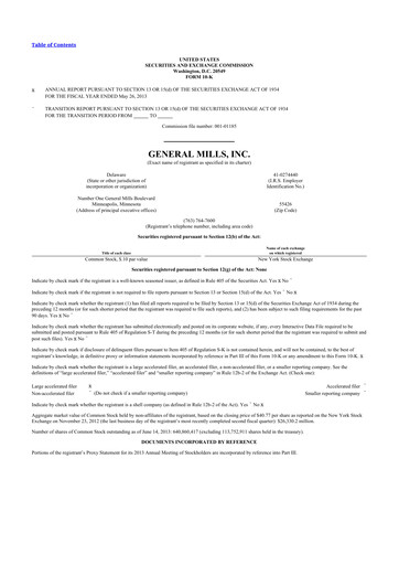 Thumbnail General Mills 10-K Annual Report 2013