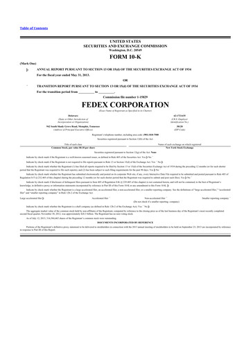 Thumbnail FedEx 10-K Annual Report 2013