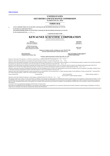 Thumbnail Kewaunee Scientific Corporation 10-K Annual Report 2013