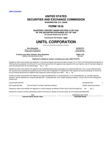 Thumbnail Unitil Corporation
 10-Q Quarterly Report FY2013 