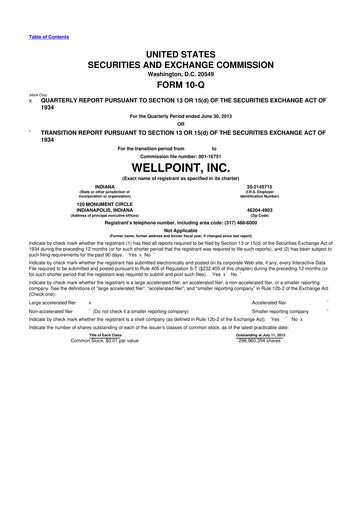 Thumbnail Elevance Health 10-Q Quarterly Report FY2013 