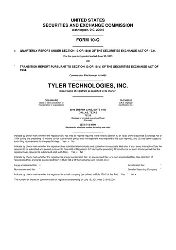 Thumbnail Tyler Technologies
 10-Q Quarterly Report FY2013 