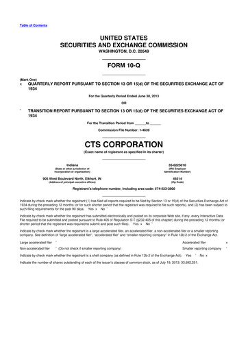 Thumbnail CTS Corporation 10-Q Quarterly Report FY2013 