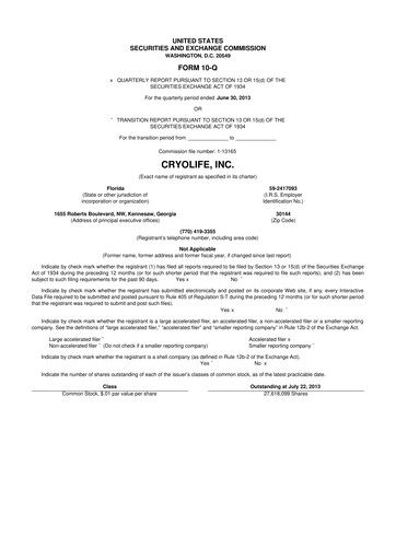 Thumbnail Artivion 10-Q Quarterly Report FY2013 
