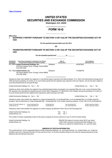Thumbnail United Airlines Holdings
 10-Q Quarterly Report FY2013 