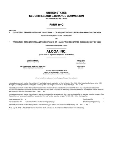 Thumbnail Howmet Aerospace
 10-Q Quarterly Report FY2013 