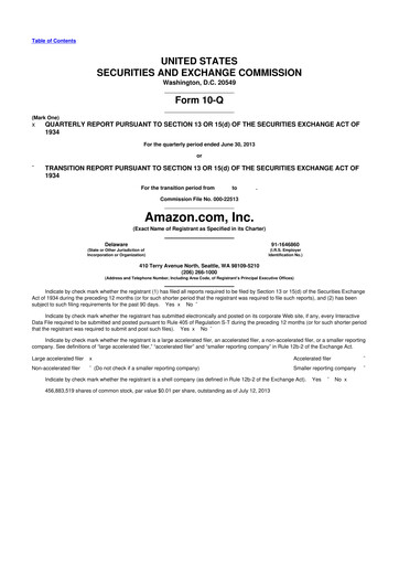 Miniature Amazon 10-Q Rapport trimestriel 2013 