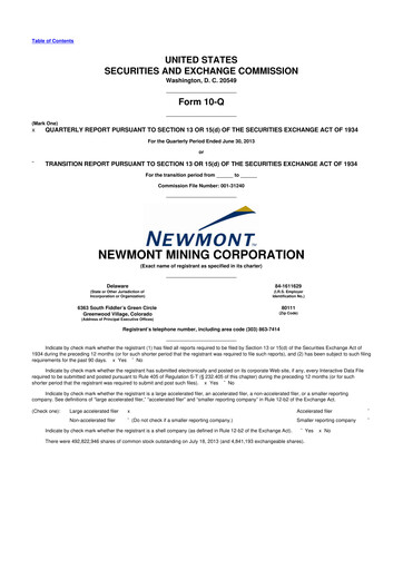Thumbnail Newmont 10-Q Quarterly Report FY2013 