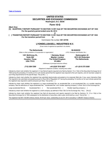 Vorschaubild LyondellBasell 10-Q Quartalsbericht 2013 