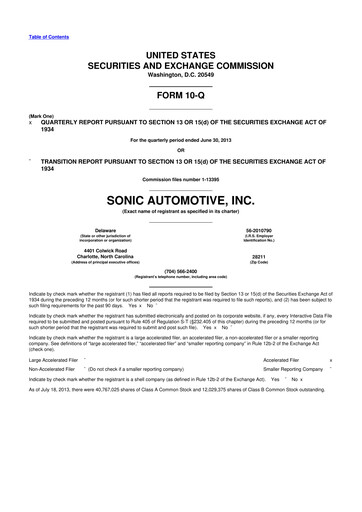 Thumbnail Sonic Automotive
 10-Q Quarterly Report FY2013 