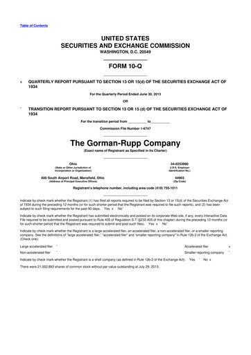 Vorschaubild Gorman-Rupp 10-Q Quartalsbericht 2013 