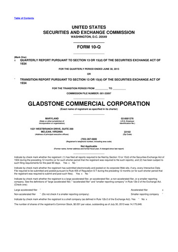 Thumbnail Gladstone Commercial 10-Q Quarterly Report FY2013 