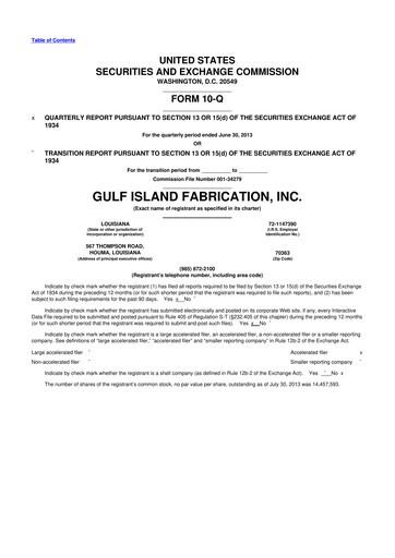 Thumbnail Gulf Island Fabrication
 10-Q Quarterly Report FY2013 