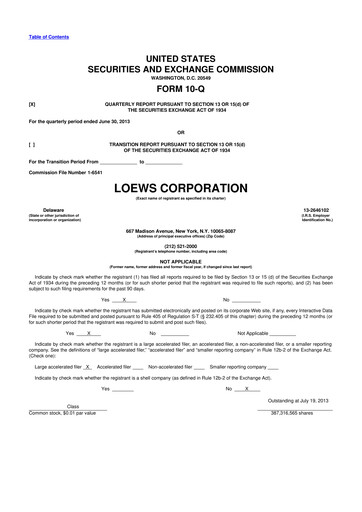 Thumbnail Loews Corporation
 10-Q Quarterly Report FY2013 