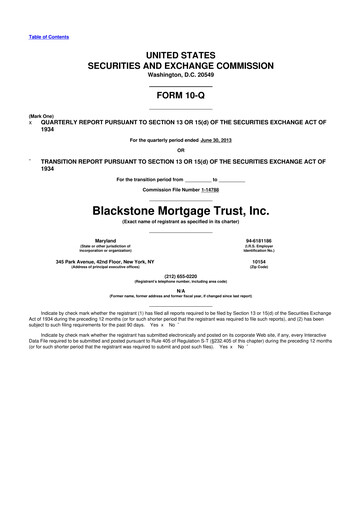 Thumbnail Blackstone Mortgage Trust
 10-Q Quarterly Report FY2013 