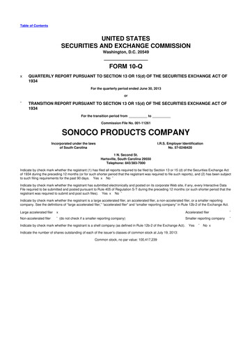 Thumbnail Sonoco 10-Q Quarterly Report FY2013 