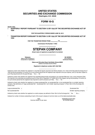 Thumbnail Stepan Company
 10-Q Quarterly Report FY2013 