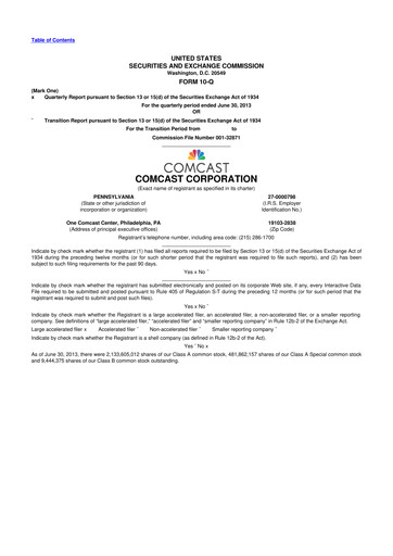 Miniature Comcast 10-Q Rapport trimestriel 2013 