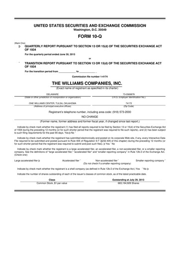 Thumbnail Williams Companies
 10-Q Quarterly Report FY2013 