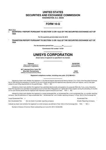 Thumbnail Unisys 10-Q Quarterly Report FY2013 