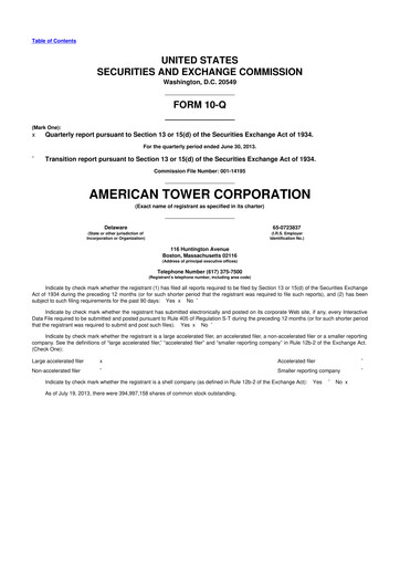 Thumbnail American Tower 10-Q Quarterly Report FY2013 