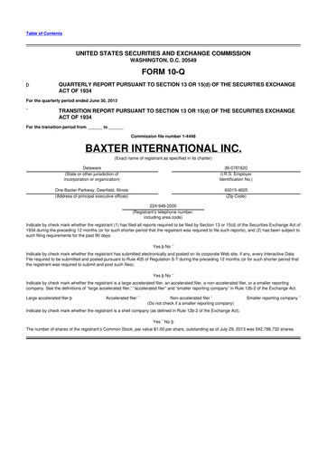 Miniature Baxter 10-Q Rapport trimestriel 2013 