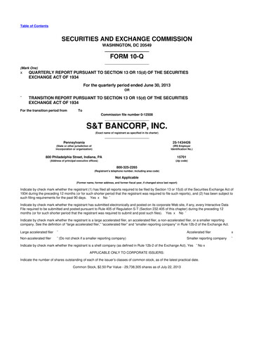 Thumbnail S&T Bancorp 10-Q Quarterly Report FY2013 