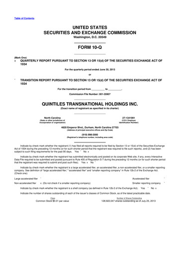 Vorschaubild IQVIA 10-Q Quartalsbericht 2013 