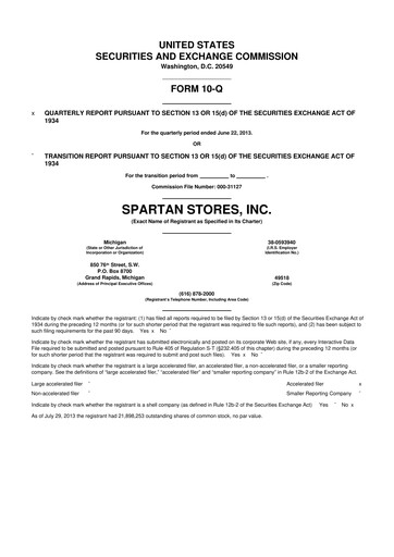 Thumbnail SpartanNash
 10-Q Quarterly Report FY2013 