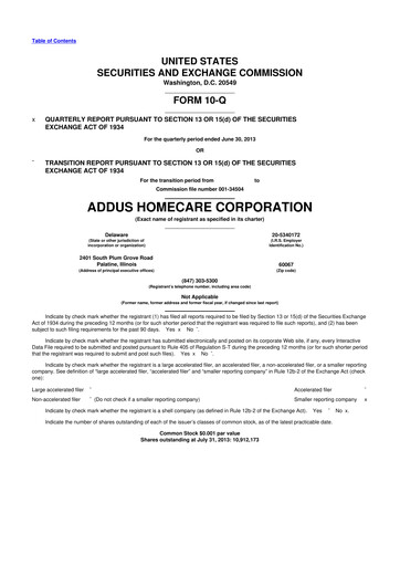 Vorschaubild 
Addus HomeCare 10-Q Quartalsbericht 2013 