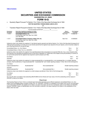 Thumbnail Consolidated Edison 10-Q Quarterly Report FY2013 
