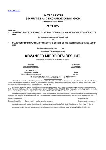 Miniature AMD 10-Q Rapport trimestriel 2013 