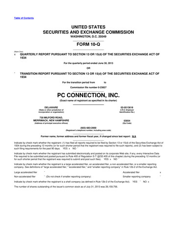 Miniature PC Connection
 10-Q Rapport trimestriel 2013 