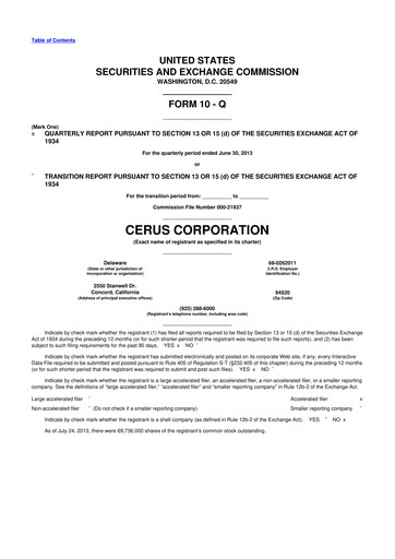 Thumbnail Cerus Corporation 10-Q Quarterly Report FY2013 