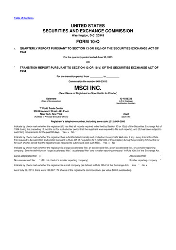 Vorschaubild MSCI 10-Q Quartalsbericht 2013 