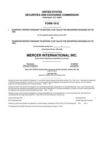 Thumbnail Mercer International 10-Q Quarterly Report FY2013 