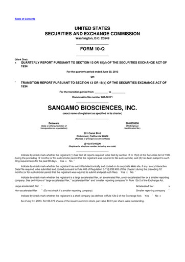 Thumbnail Sangamo Therapeutics
 10-Q Quarterly Report FY2013 