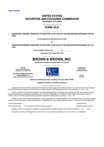 Thumbnail Brown & Brown
 10-Q Quarterly Report FY2013 