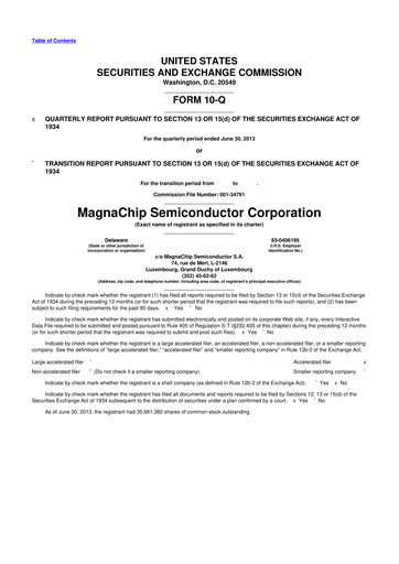 Vorschaubild Magnachip Semiconductor 10-Q Quartalsbericht 2013 