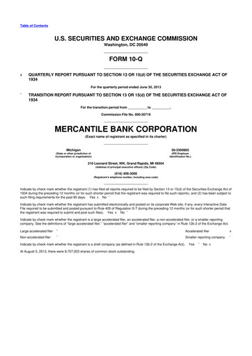 Thumbnail Mercantile Bank 10-Q Quarterly Report FY2013 
