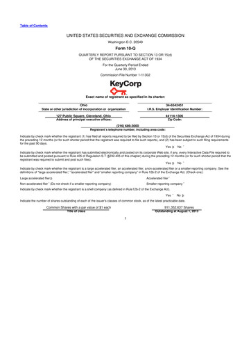 Miniature KeyCorp (KeyBank) 10-Q Rapport trimestriel 2013 