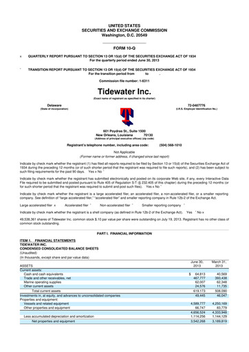 Thumbnail Tidewater 10-Q Quarterly Report FY2014 